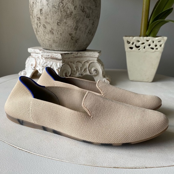 Rothy’s The Loafer Almond Toe Flats Shoes Womens 9 Ecru Sandstone Almond Tan - Picture 3 of 11